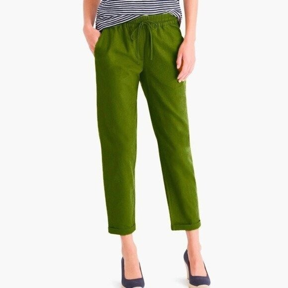 NEW! J.Crew Factory Linen Blend Drawstring Pants Green Style H5607 SZ 0 - Picture 9 of 9